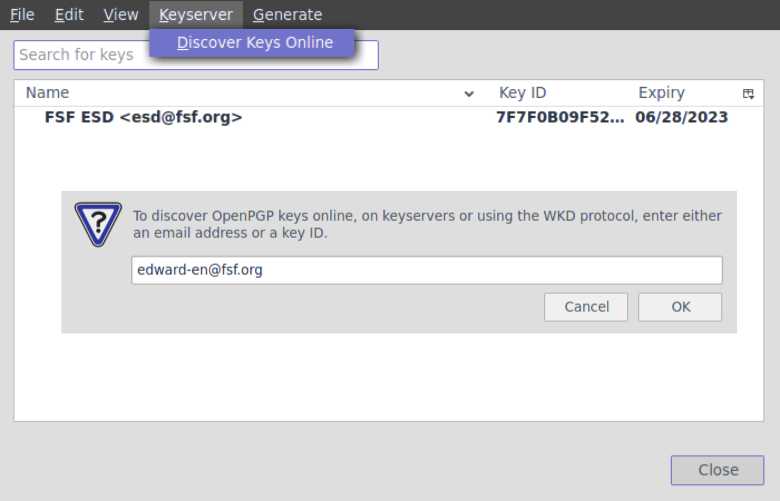 Step 4.B Option 2. Import key