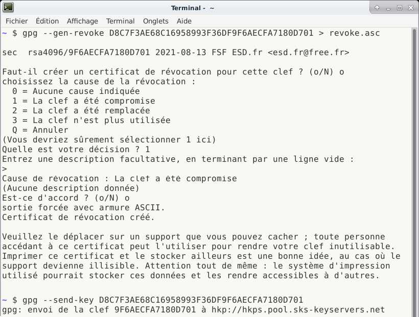  [Étape 2.B : envoyer la clé sur un serveur et créer un certificat] 