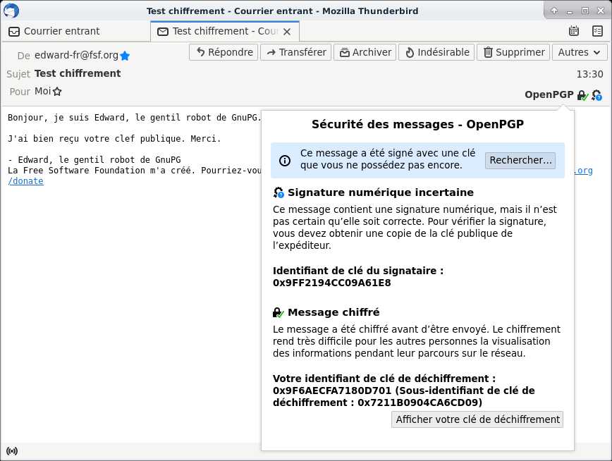  [Étape 4.B, option 1 : vérifier une clé] 