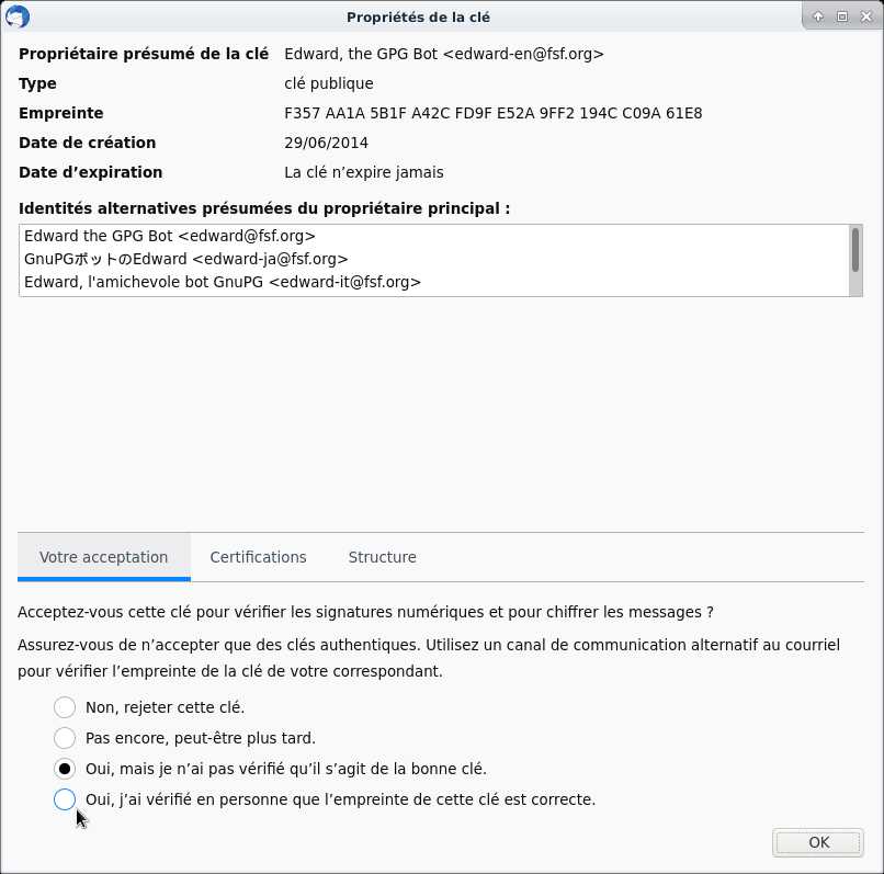 [Section 5 : faire confiance à une clé] 